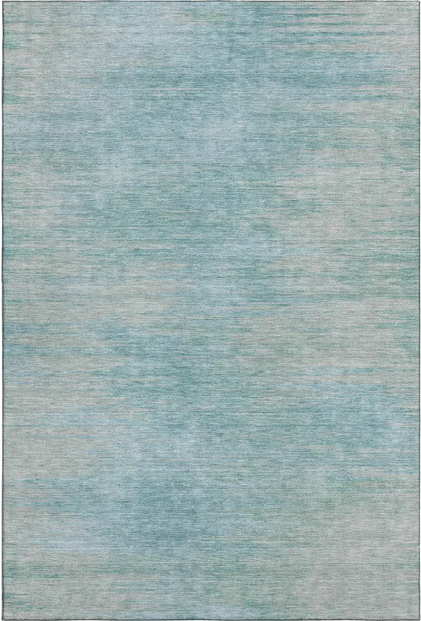 Aqua And Gray Abstract Washable Area Rug With UV Protection Photo 1