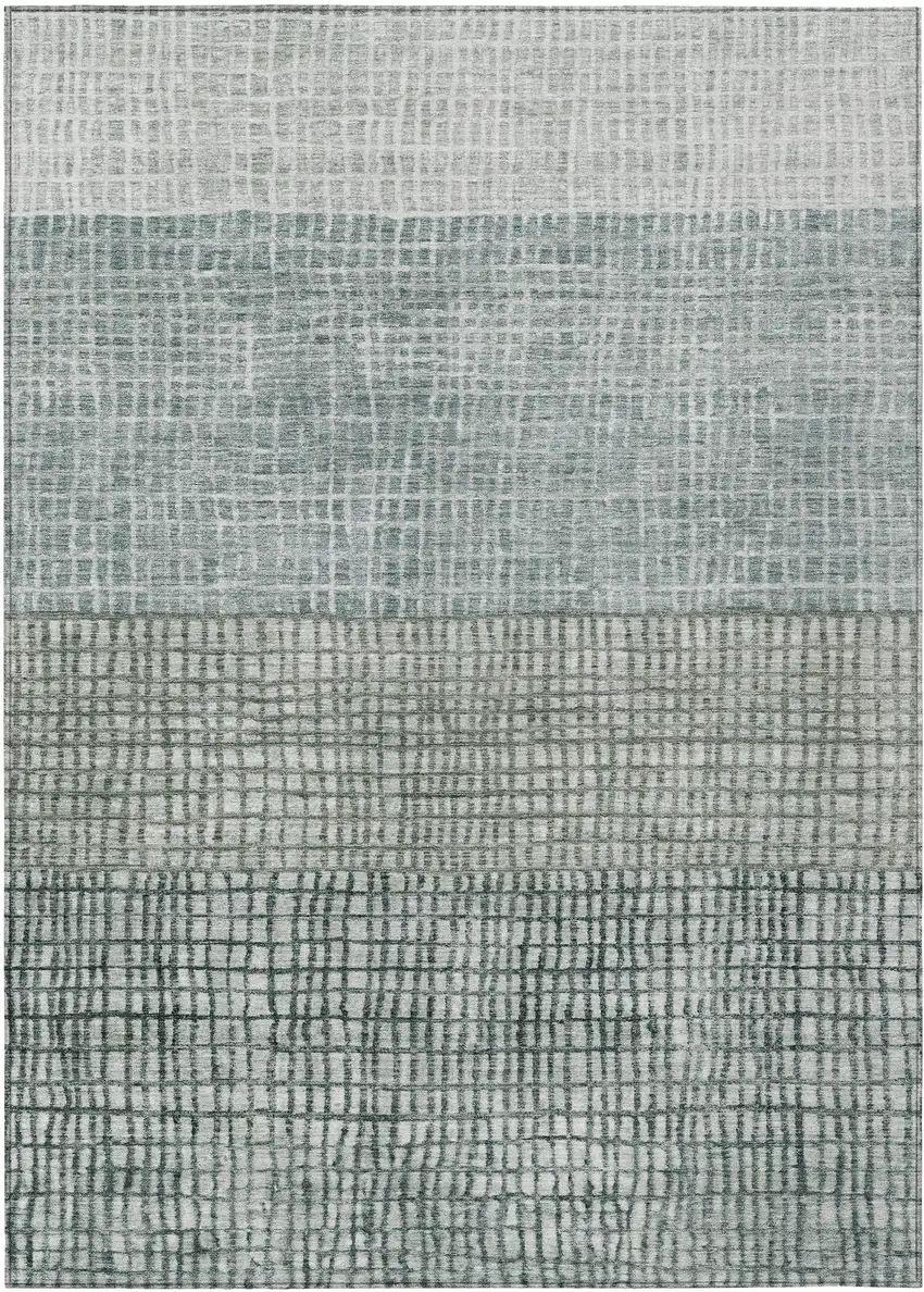 Aqua And Gray Geometric Washable Indoor Outdoor Area Rug Photo 1