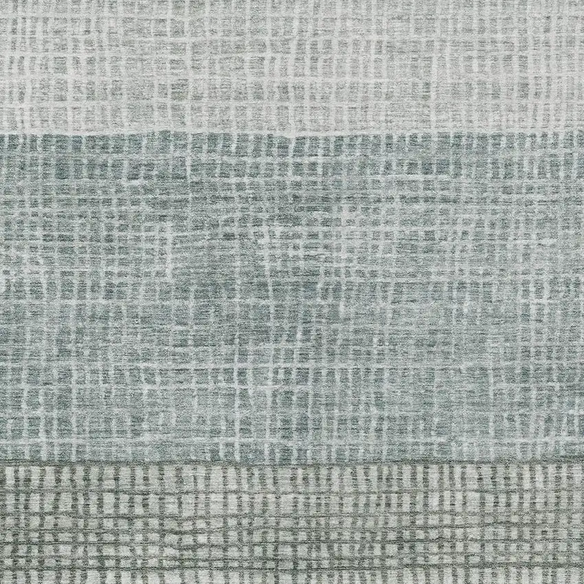 Aqua And Gray Geometric Washable Indoor Outdoor Area Rug Photo 4