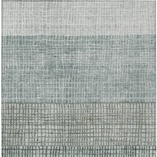 Aqua And Gray Geometric Washable Indoor Outdoor Area Rug Photo 7