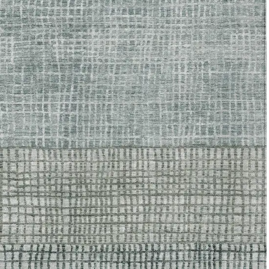 Aqua And Gray Geometric Washable Indoor Outdoor Area Rug Photo 6