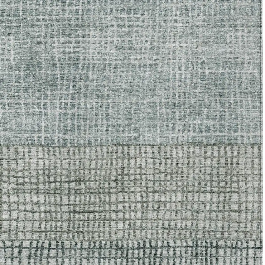 Aqua And Gray Geometric Washable Indoor Outdoor Area Rug Photo 6
