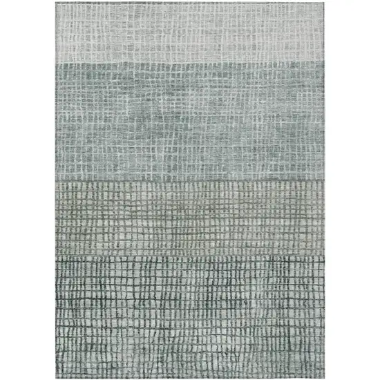 Aqua And Gray Geometric Washable Indoor Outdoor Area Rug Photo 1