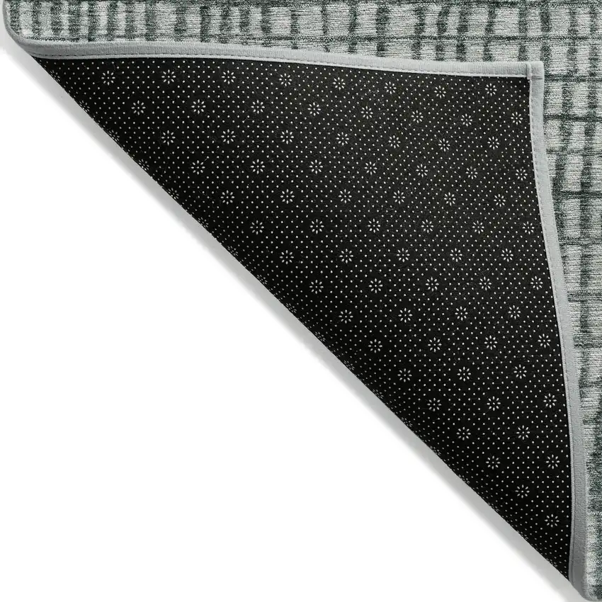 Aqua And Gray Geometric Washable Indoor Outdoor Area Rug Photo 8