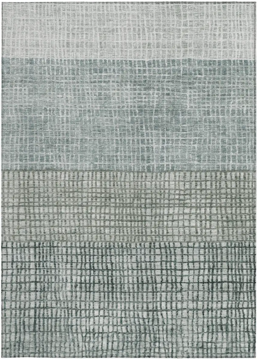 Aqua And Gray Geometric Washable Indoor Outdoor Area Rug Photo 4