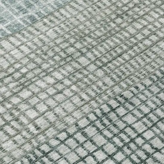 Aqua And Gray Geometric Washable Indoor Outdoor Area Rug Photo 8