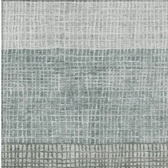 Aqua And Gray Geometric Washable Indoor Outdoor Area Rug Photo 4
