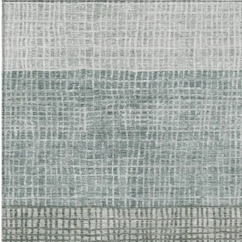 Aqua And Gray Geometric Washable Indoor Outdoor Area Rug Photo 4