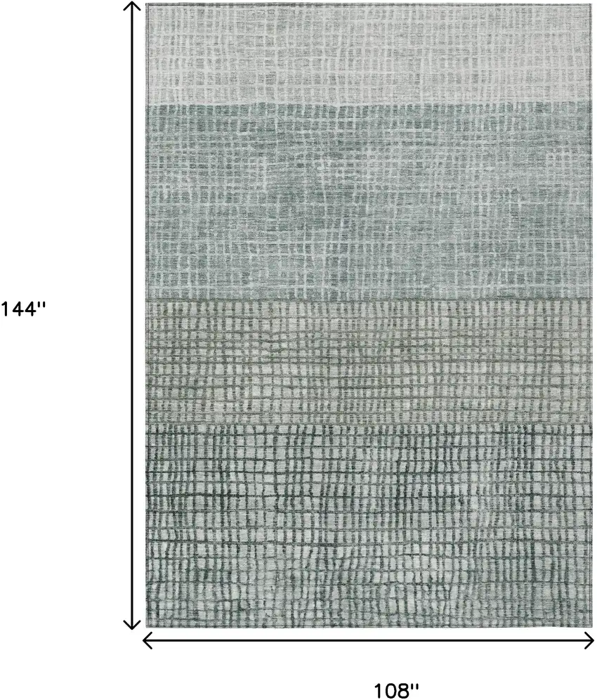 Aqua And Gray Geometric Washable Indoor Outdoor Area Rug Photo 9