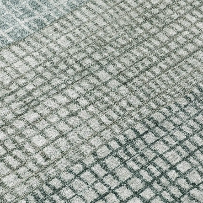 Aqua And Gray Geometric Washable Indoor Outdoor Area Rug Photo 8