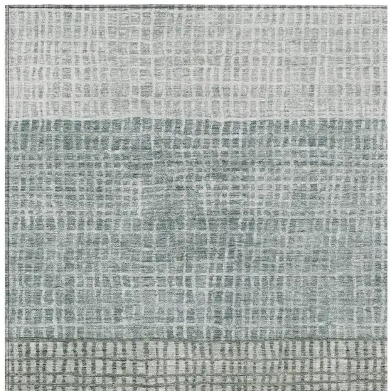 Aqua And Gray Geometric Washable Indoor Outdoor Area Rug Photo 4