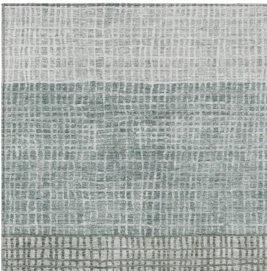 Aqua And Gray Geometric Washable Indoor Outdoor Area Rug Photo 4