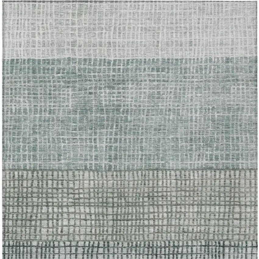 Aqua And Gray Geometric Washable Indoor Outdoor Area Rug Photo 6