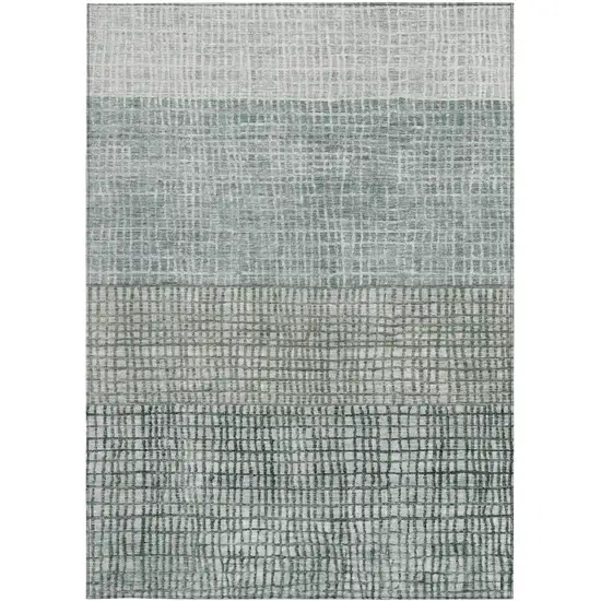 Aqua And Gray Geometric Washable Indoor Outdoor Area Rug Photo 3
