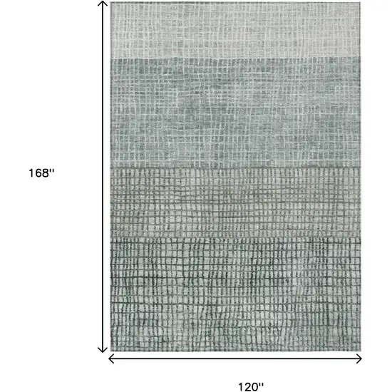 Aqua And Gray Geometric Washable Indoor Outdoor Area Rug Photo 9