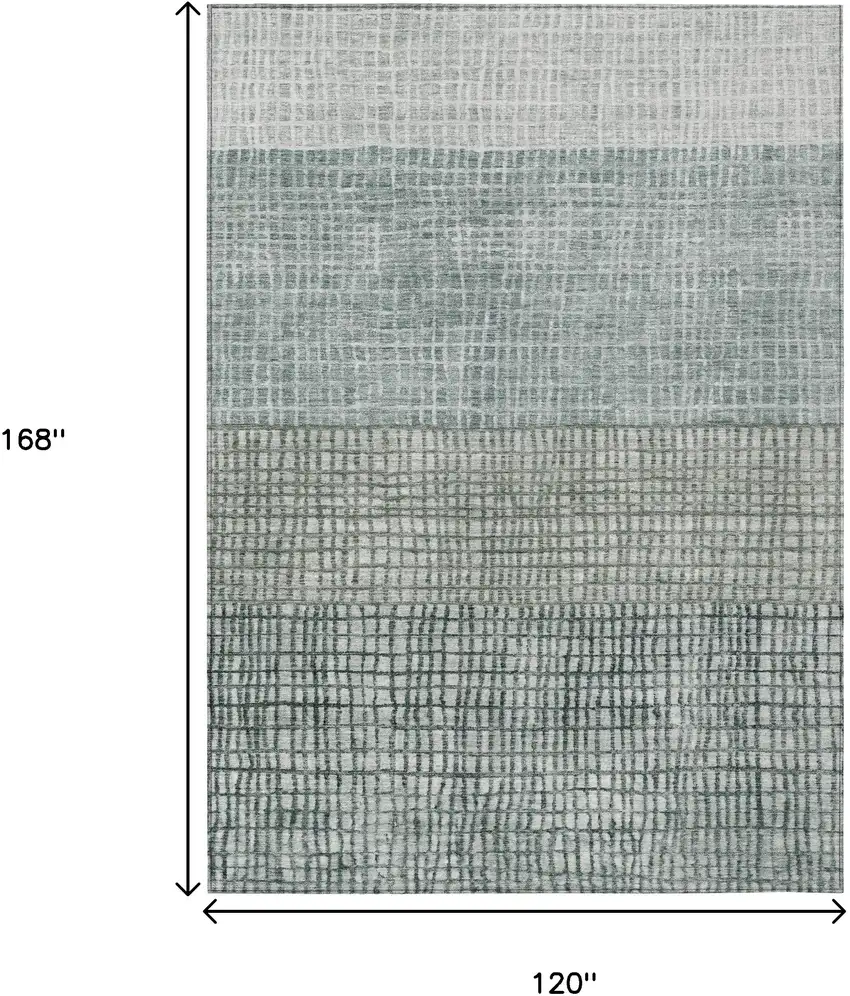 Aqua And Gray Geometric Washable Indoor Outdoor Area Rug Photo 9
