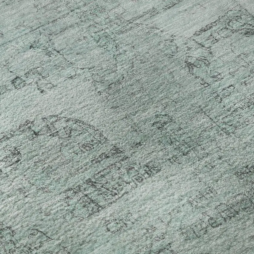 Aqua And Gray Oriental Washable Area Rug With UV Protection Photo 9