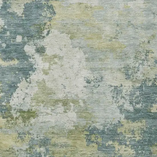 Aqua And Green Abstract Washable Indoor Outdoor Area Rug Photo 3