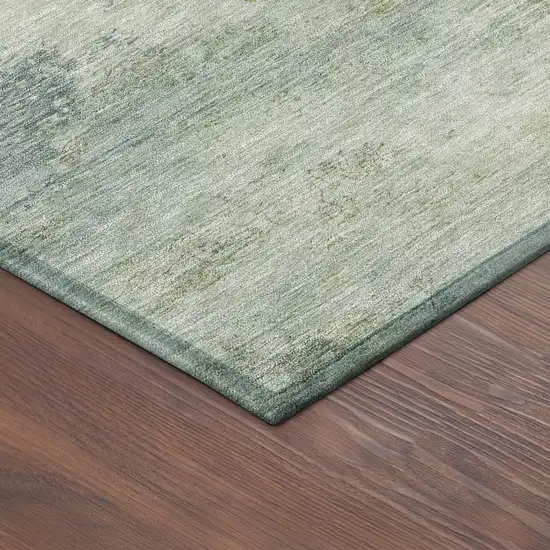 Aqua And Green Abstract Washable Indoor Outdoor Area Rug Photo 9