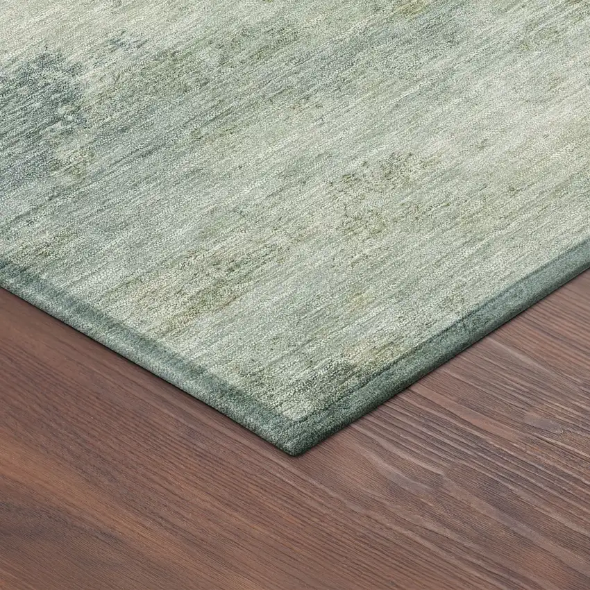 Aqua And Green Abstract Washable Indoor Outdoor Area Rug Photo 9