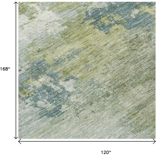Aqua And Green Abstract Washable Indoor Outdoor Area Rug Photo 5
