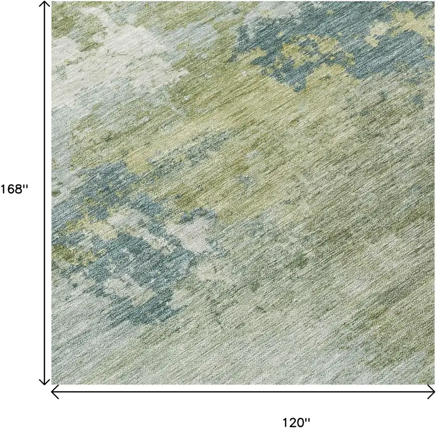 Aqua And Green Abstract Washable Indoor Outdoor Area Rug Photo 5