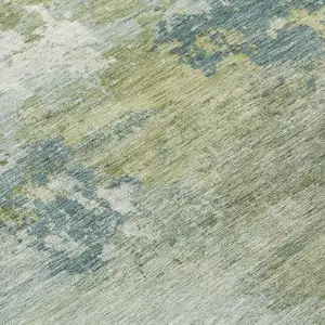 Photo of Aqua And Green Abstract Washable Indoor Outdoor Area Rug