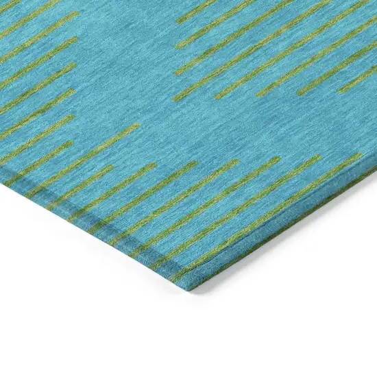 Aqua And Green Geometric Washable Indoor Outdoor Area Rug Photo 4