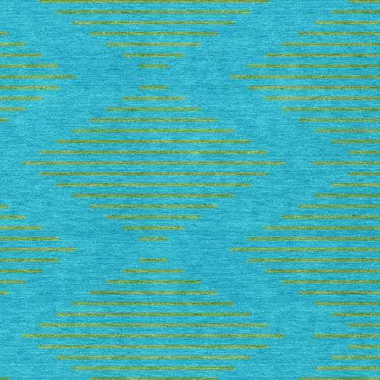 Aqua And Green Geometric Washable Indoor Outdoor Area Rug Photo 6