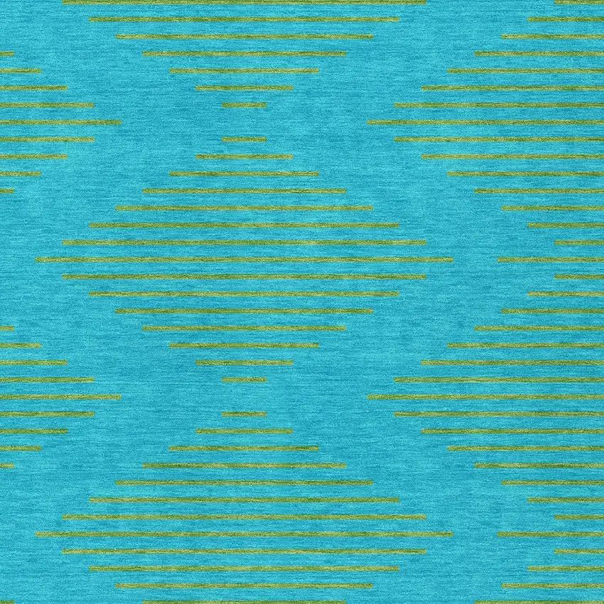 Aqua And Green Geometric Washable Indoor Outdoor Area Rug Photo 6