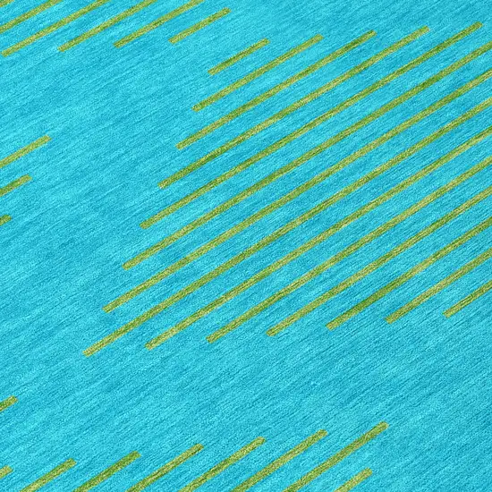 Aqua And Green Geometric Washable Indoor Outdoor Area Rug Photo 5