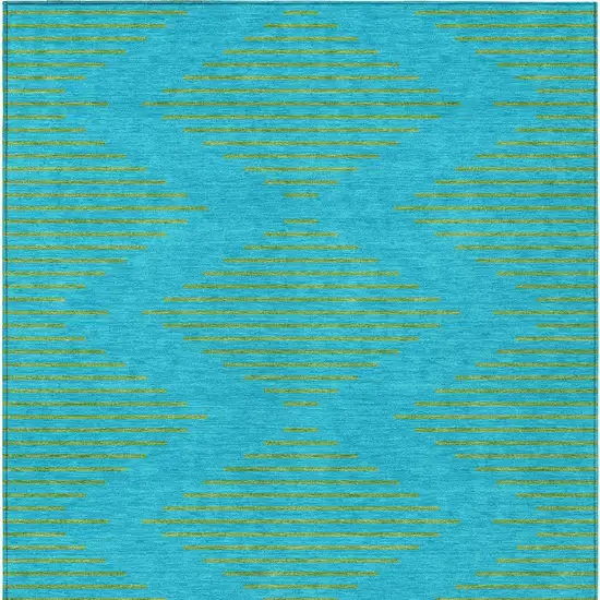 Aqua And Green Geometric Washable Indoor Outdoor Area Rug Photo 7
