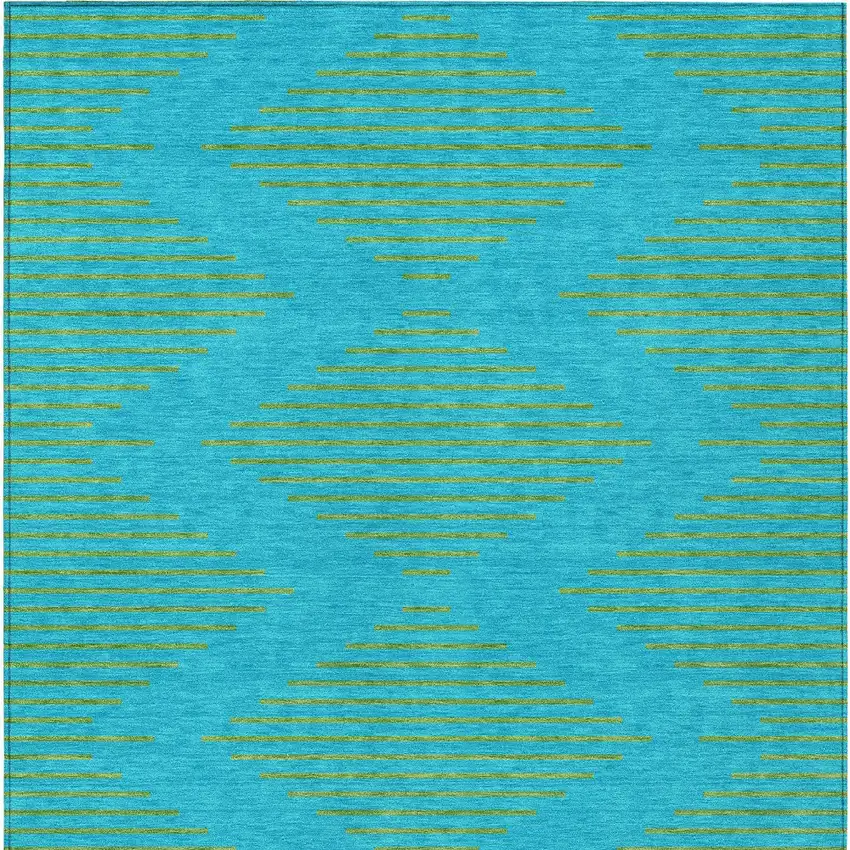 Aqua And Green Geometric Washable Indoor Outdoor Area Rug Photo 7