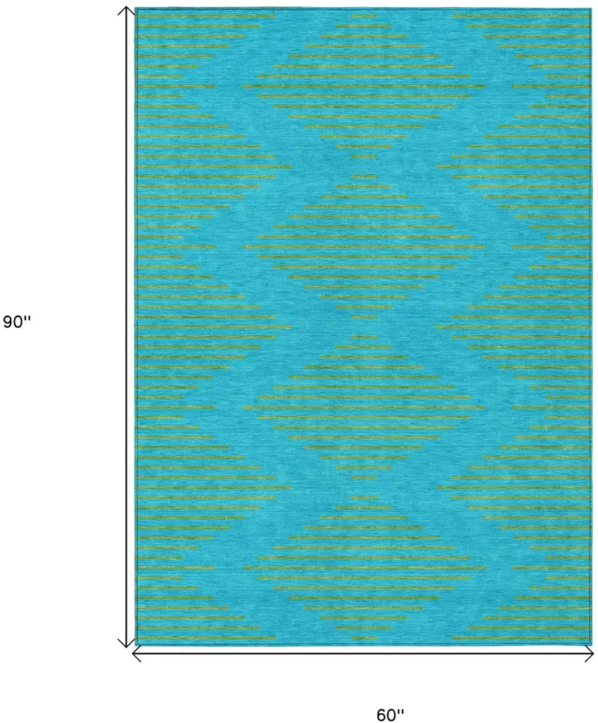 Aqua And Green Geometric Washable Indoor Outdoor Area Rug Photo 3