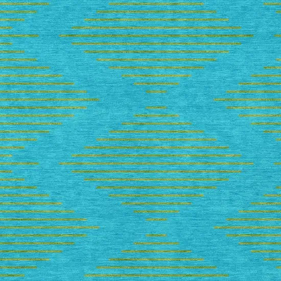 Aqua And Green Geometric Washable Indoor Outdoor Area Rug Photo 6