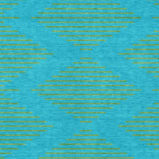 Aqua And Green Geometric Washable Indoor Outdoor Area Rug Photo 6