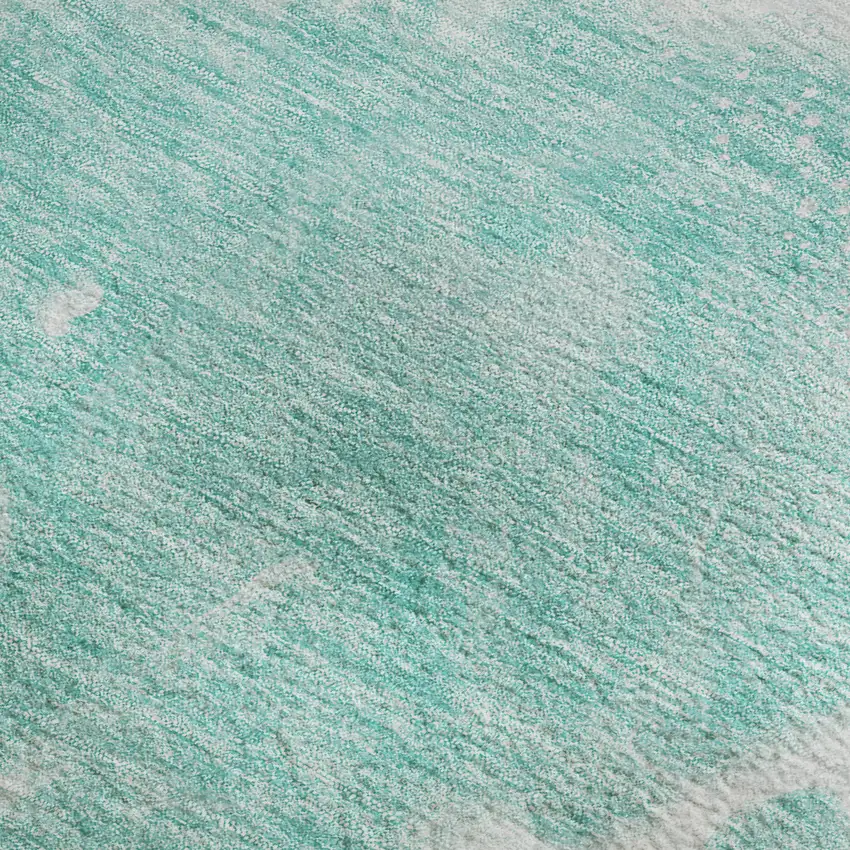 Aqua And Ivory Abstract Washable Area Rug With UV Protection Photo 2