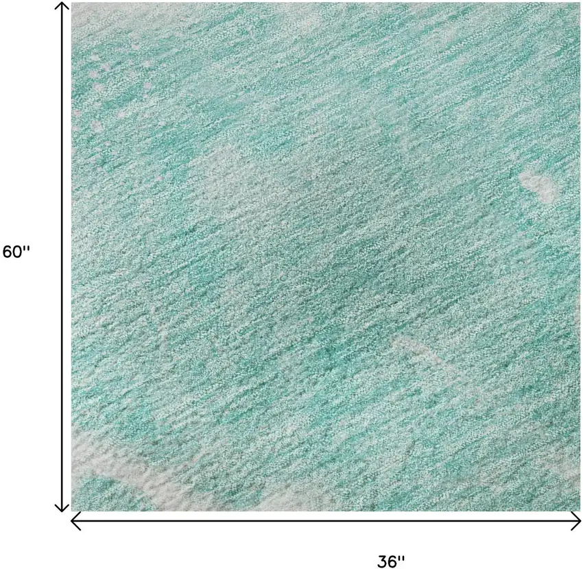 Aqua And Ivory Abstract Washable Area Rug With UV Protection Photo 9