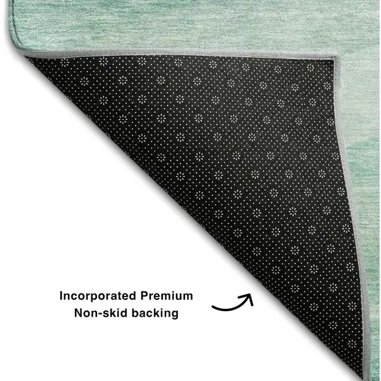 Aqua And Ivory Abstract Washable Area Rug With UV Protection Photo 7