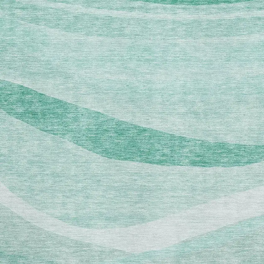 Aqua And Ivory Abstract Washable Area Rug With UV Protection Photo 3