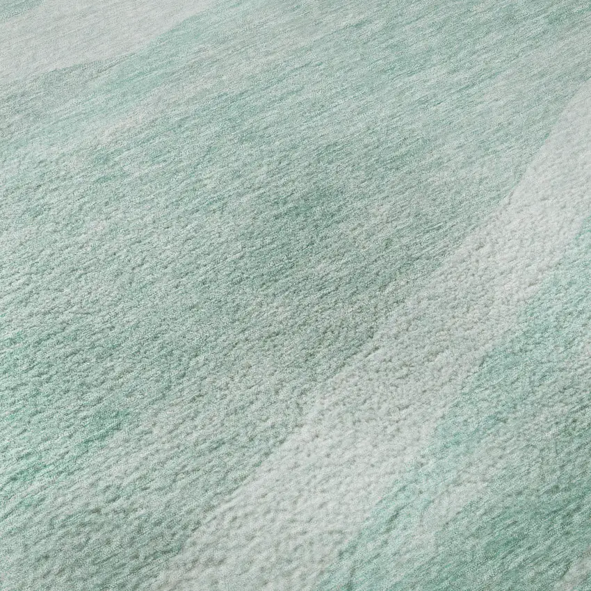 Aqua And Ivory Abstract Washable Area Rug With UV Protection Photo 1