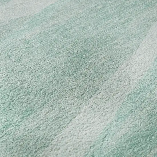 Aqua And Ivory Abstract Washable Area Rug With UV Protection Photo 1