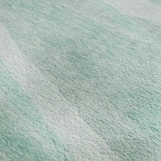 Aqua And Ivory Abstract Washable Area Rug With UV Protection Photo 2