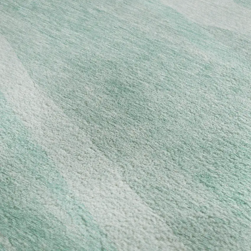 Aqua And Ivory Abstract Washable Area Rug With UV Protection Photo 2