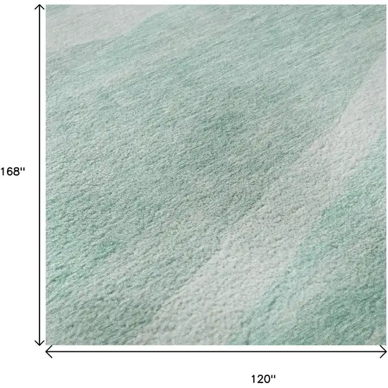 Aqua And Ivory Abstract Washable Area Rug With UV Protection Photo 9