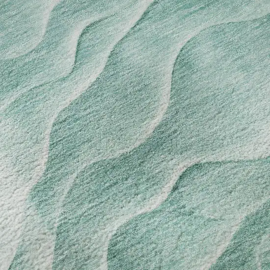 Aqua And Ivory Abstract Washable Area Rug With UV Protection Photo 9