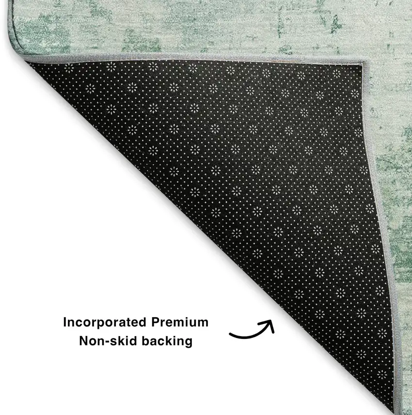 Aqua And Ivory Abstract Washable Area Rug With UV Protection Photo 4