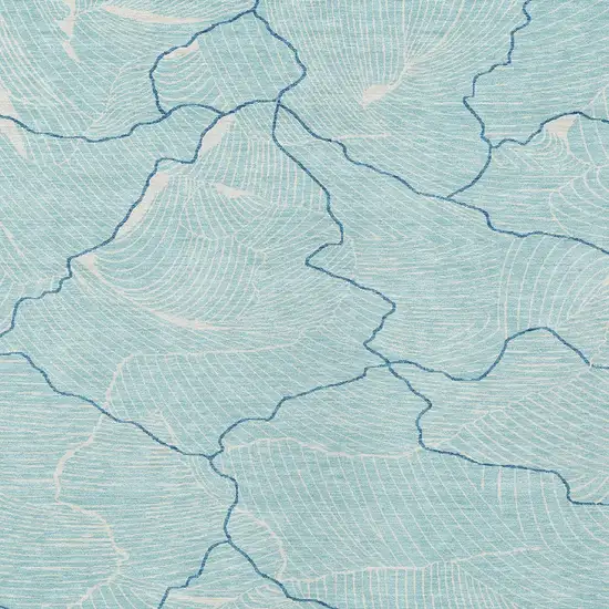 Aqua And Ivory Abstract Washable Indoor Outdoor Area Rug Photo 5