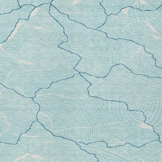 Aqua And Ivory Abstract Washable Indoor Outdoor Area Rug Photo 5