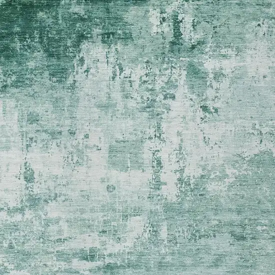 Aqua And Ivory Abstract Washable Indoor Outdoor Area Rug Photo 3